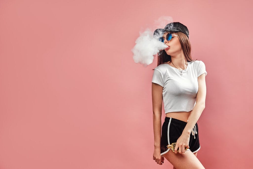 woman using vape